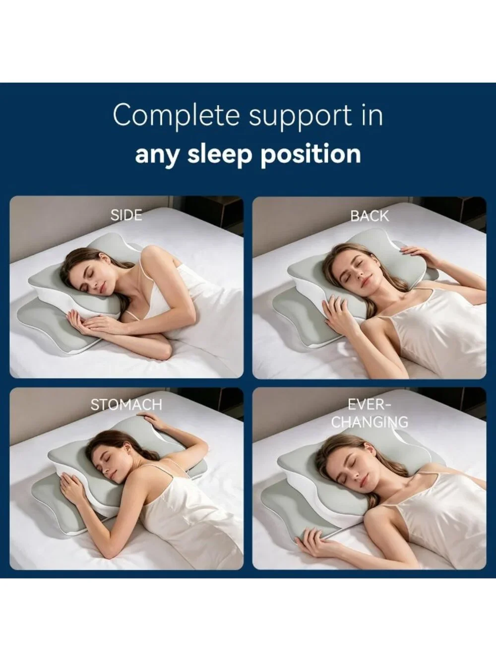 〽️Cooling Cervical Pillow Ergonomic Contour Memory Foam Neck Pain Relief Bed